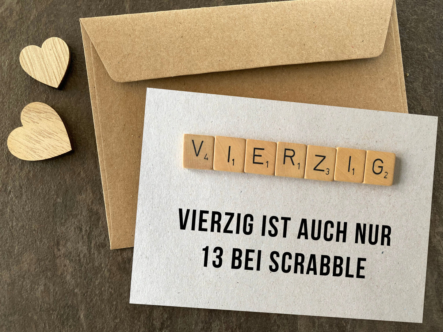 Glückwunsch - Postkarte: Scrabble 40 - Individuelle Einladung