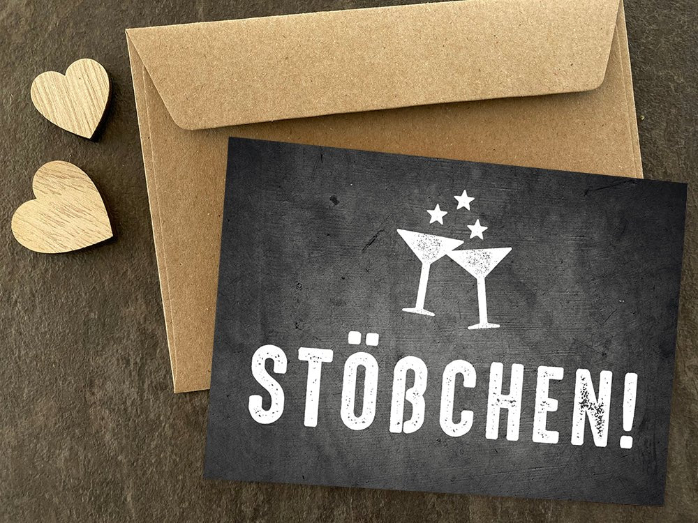 Glückwunsch - Postkarte: Stößchen! - Individuelle Einladung