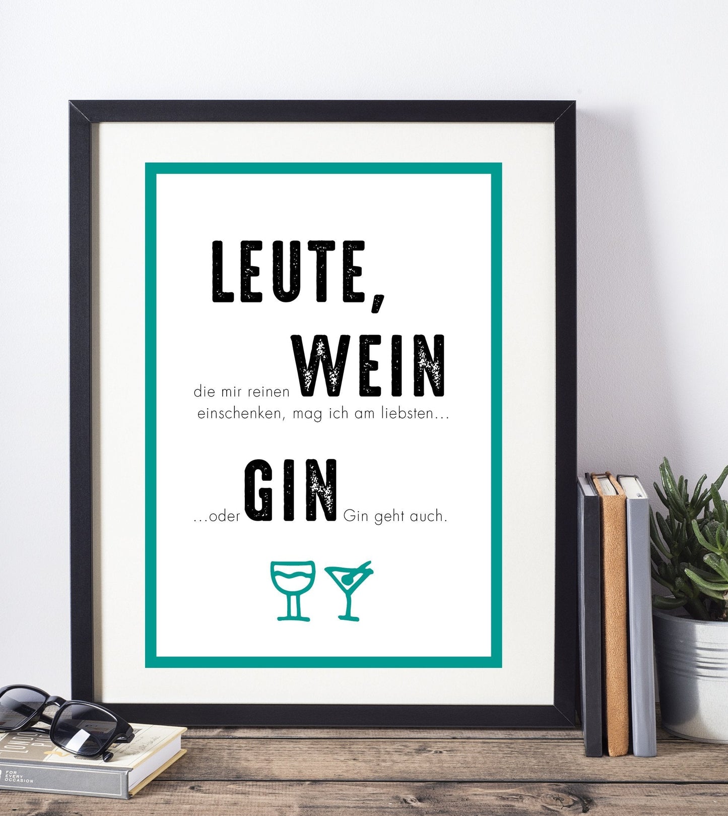 Kunstdruck Poster "GIN GEHT AUCH" - Individuelle Einladung