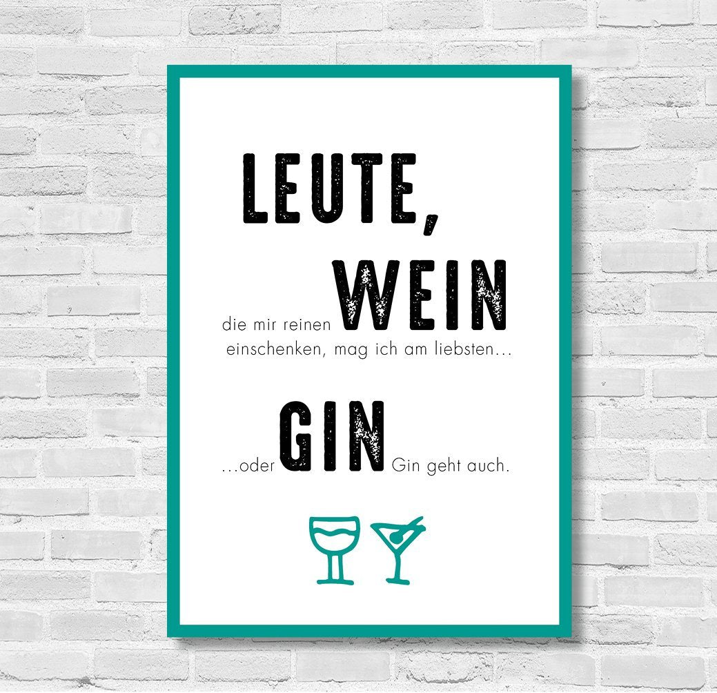 Kunstdruck Poster "GIN GEHT AUCH" - Individuelle Einladung