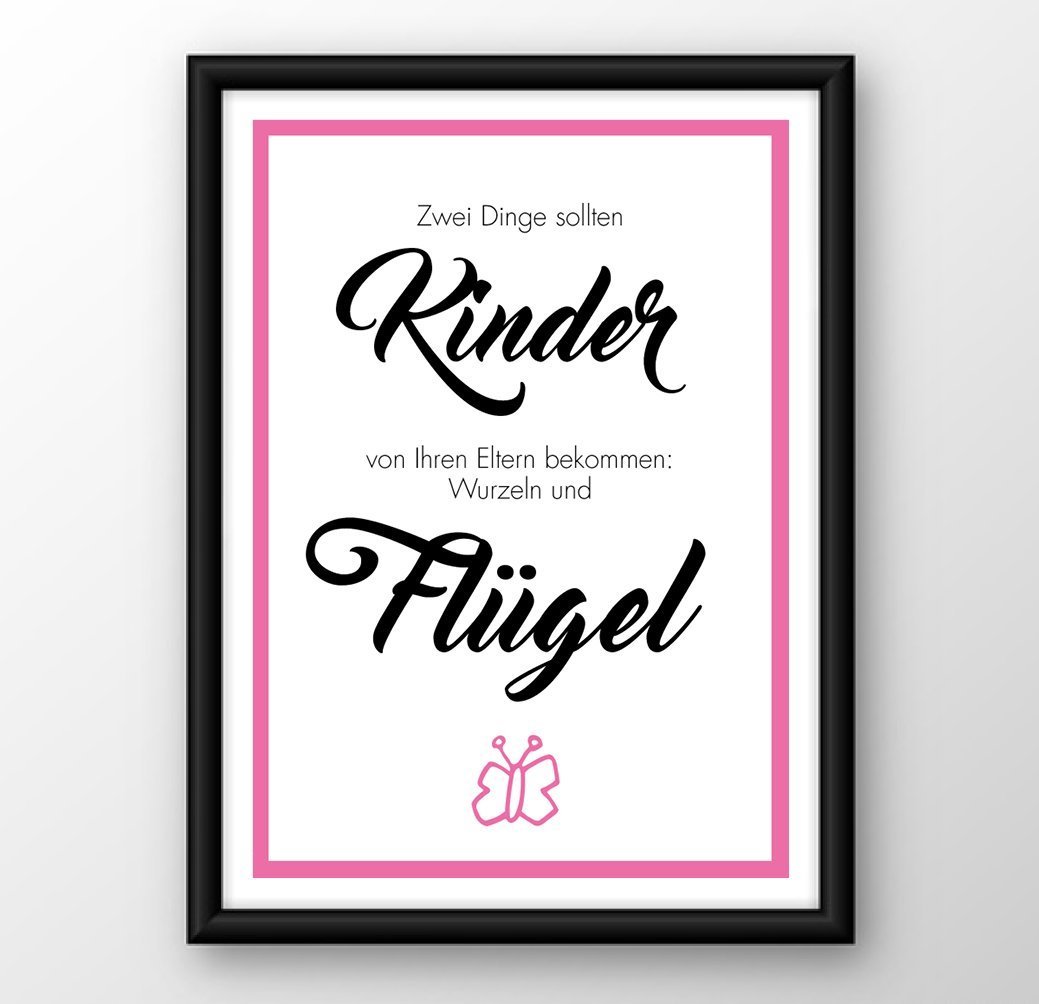 Kunstdruck Poster "WURZELN UND FLÜGEL" - Individuelle Einladung