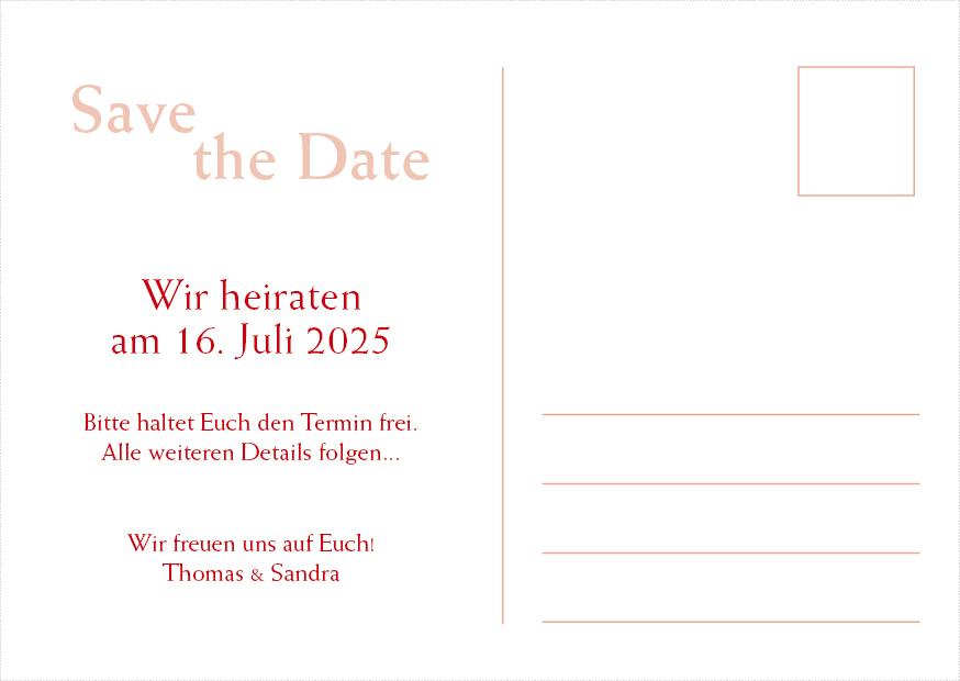 Save the Date Karten: Namen in Rot Individuelle Einladung