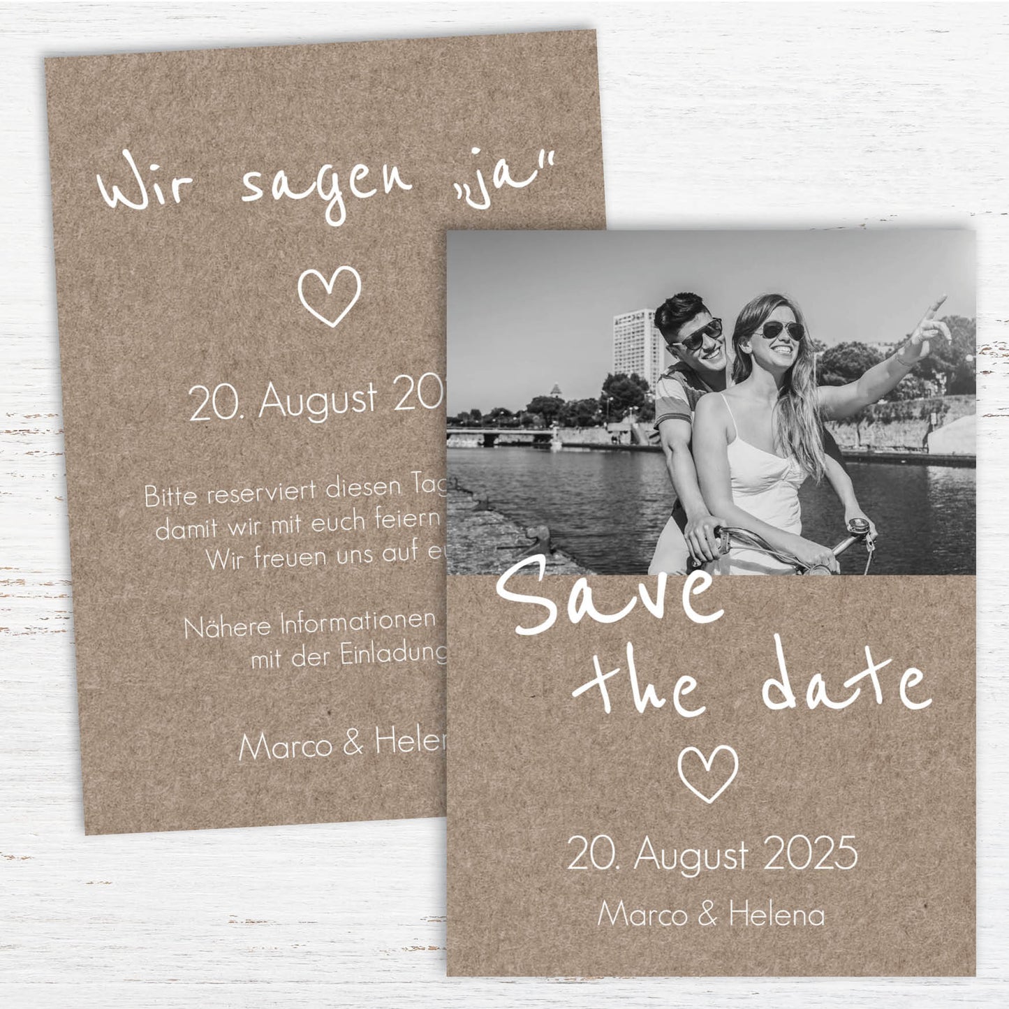 Save the Date Karten: Rustikal mit Foto Individuelle Einladung