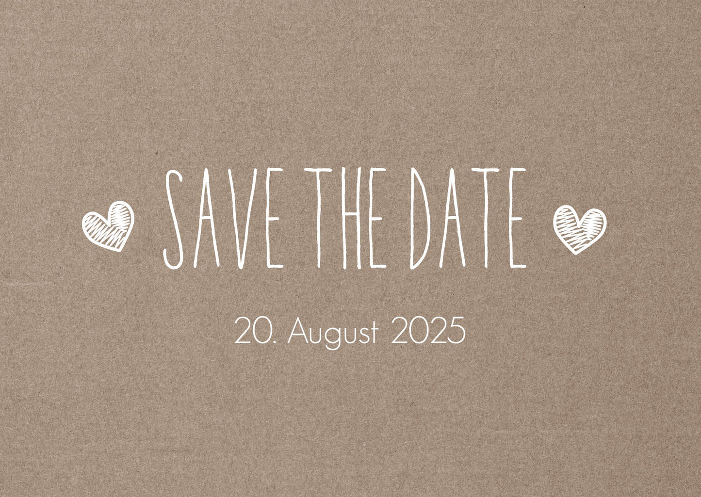 Save the Date Karten: Rustikal mit Herz - auf Kraftpapier Individuelle Einladung