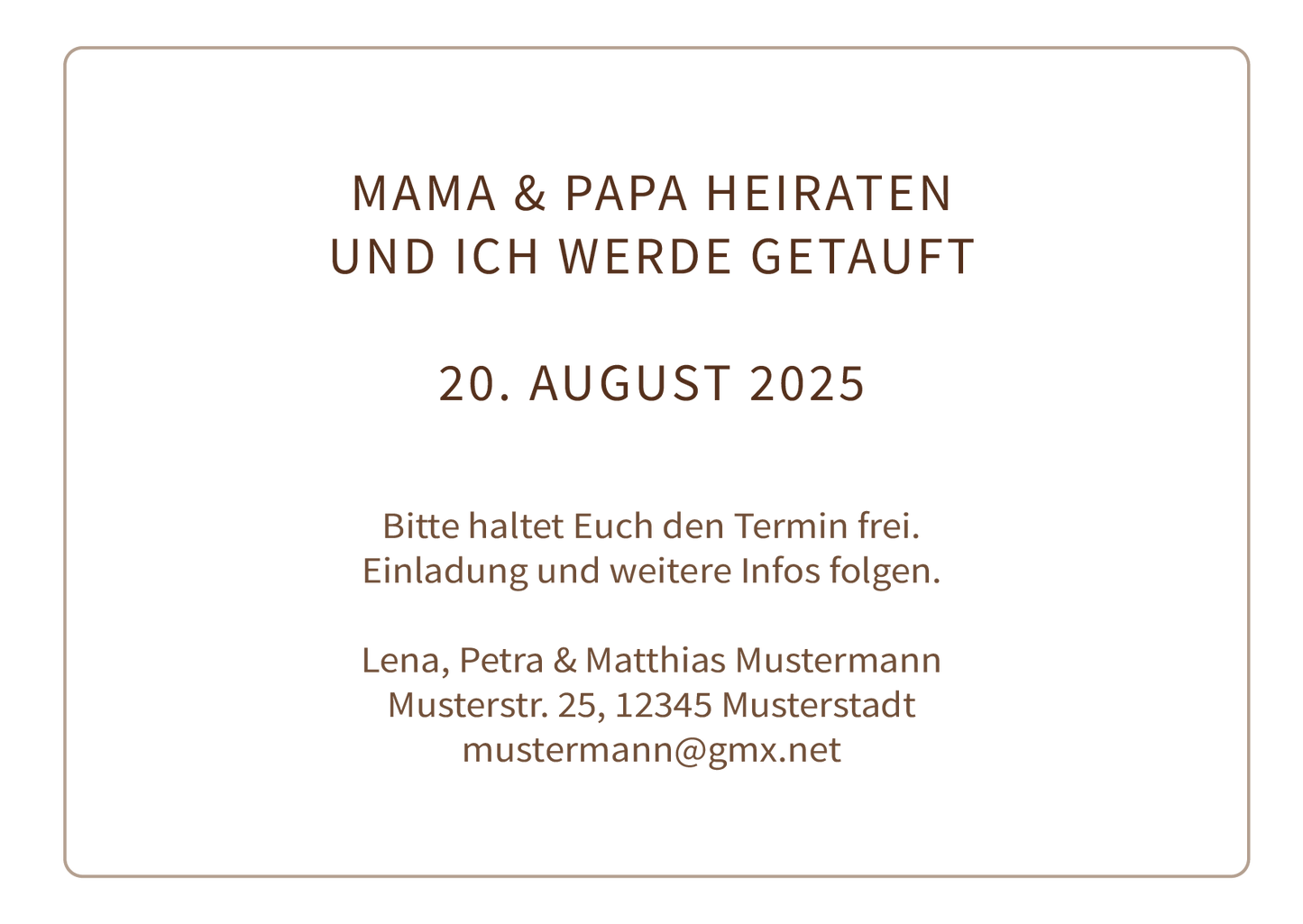 Save the Date Karten: Trauung & Taufe Individuelle Einladung