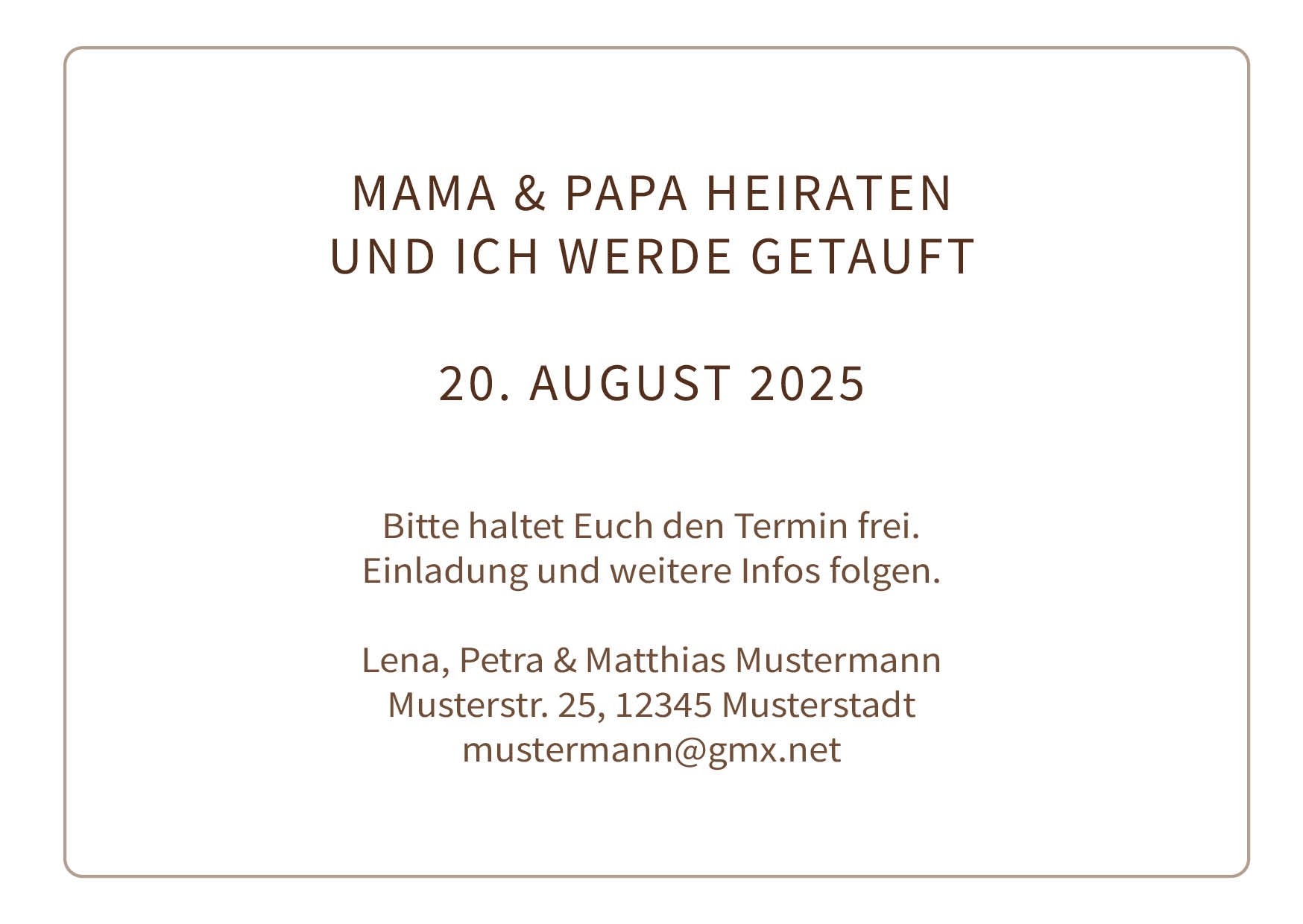 Save the Date Karten: Trauung & Taufe mit Ringen Individuelle Einladung