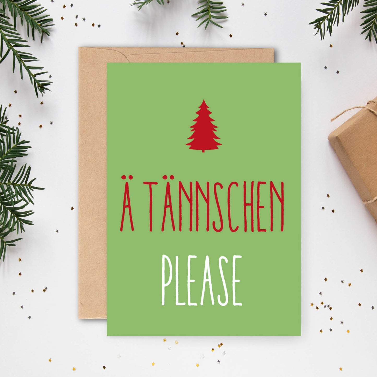 Weihnachts - Postkarte: Ä TÄNNSCHEN PLEASE - Individuelle Einladung