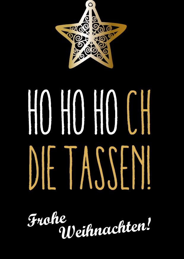 Weihnachts - Postkarte: HO HO HOCH die Tassen! - Individuelle Einladung