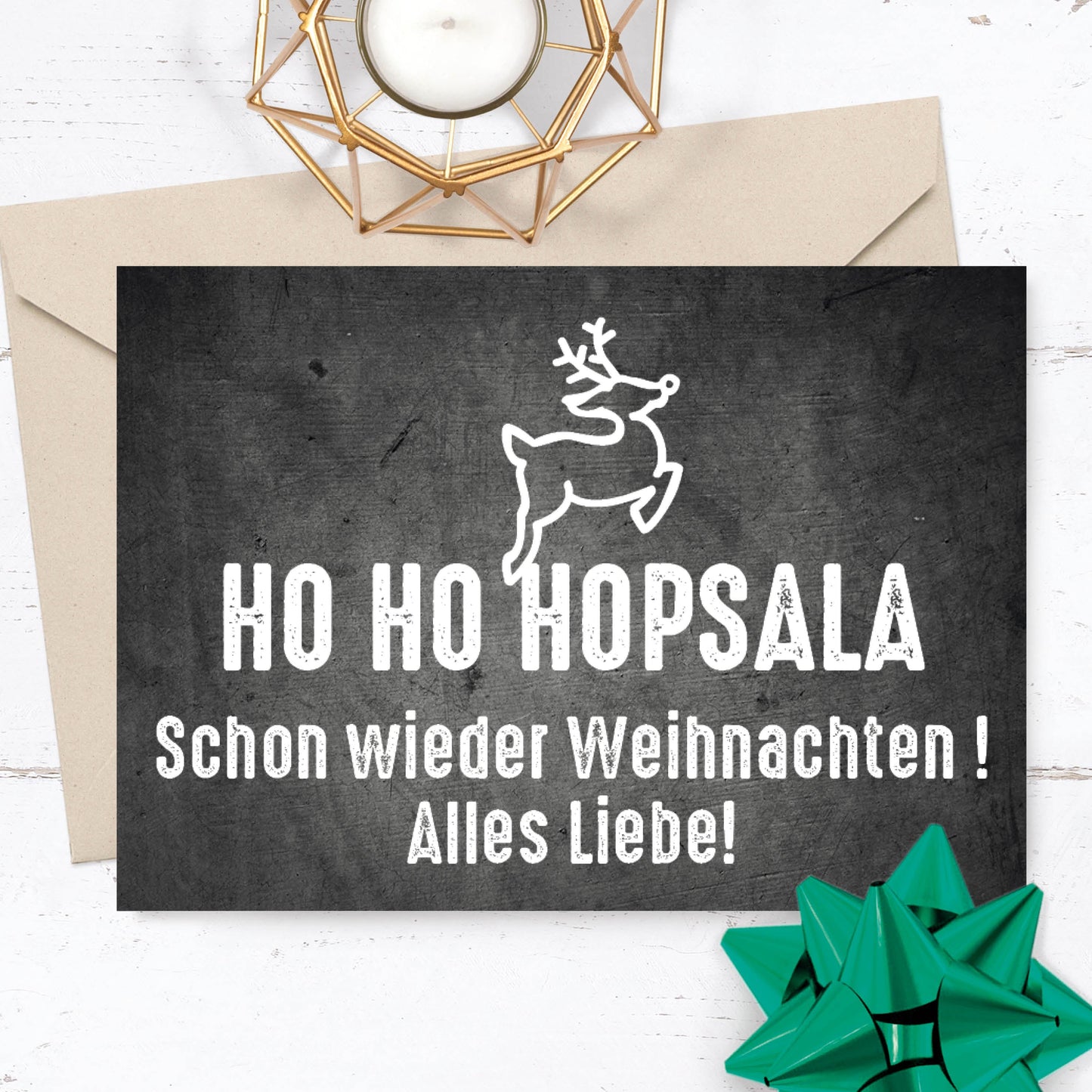 Weihnachts - Postkarte: Ho Ho Hopsala - Individuelle Einladung