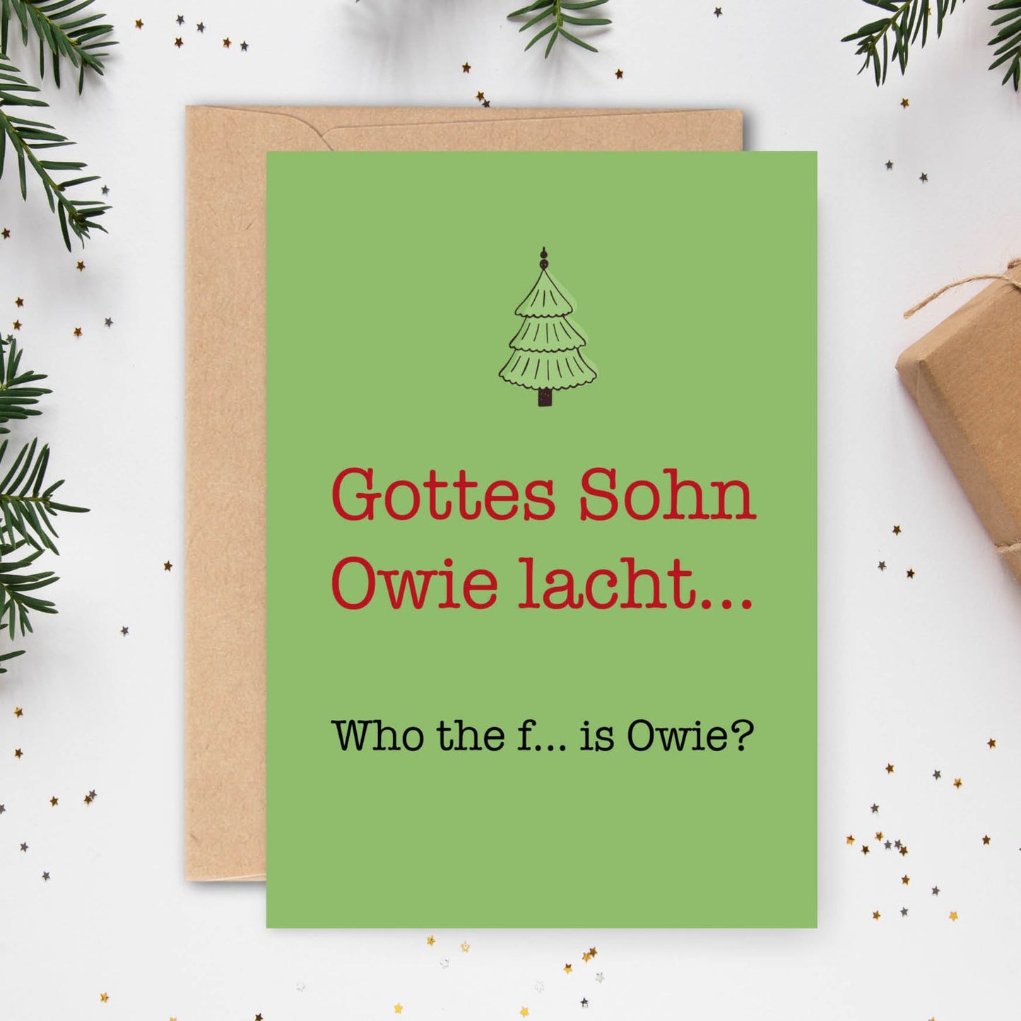 Weihnachts - Postkarte: Owie lacht... - Individuelle Einladung