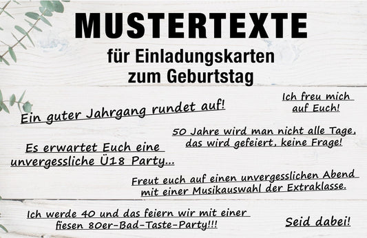 Mustertexte für Einladungskarten zum Geburtstag - Individuelle Einladung