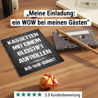Einladung zum Geburtstag: Kassetten mit einem Bleistift aufrollen - Ich war dabei! 😉 - Individuelle Einladung