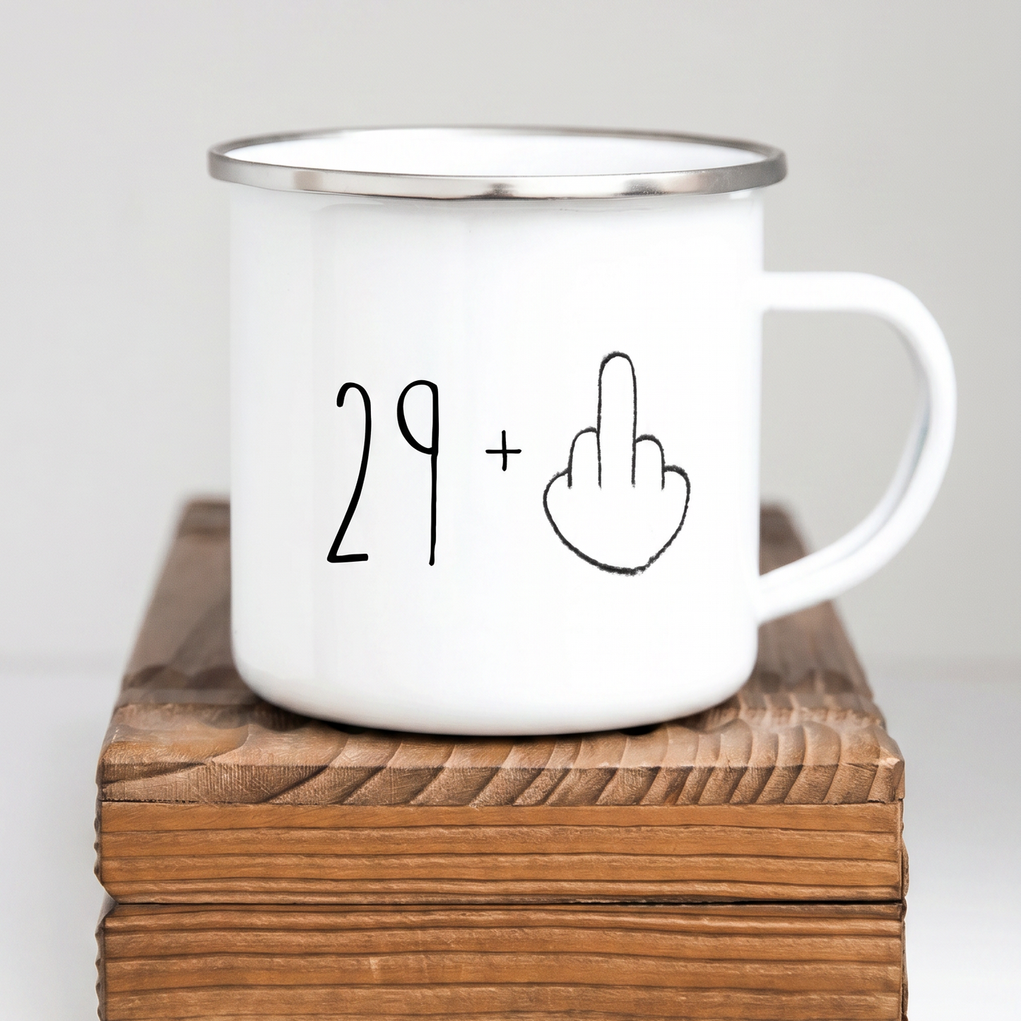 Lustige Emaille Tasse 30 Geburtstag Mittelfinger, Witziges Geschenk 30er Spruch, Personalisierte Retro Kaffeetasse 29+ Becher Büro