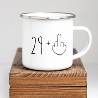 Lustige Emaille Tasse 30 Geburtstag Mittelfinger, Witziges Geschenk 30er Spruch, Personalisierte Retro Kaffeetasse 29+ Becher Büro