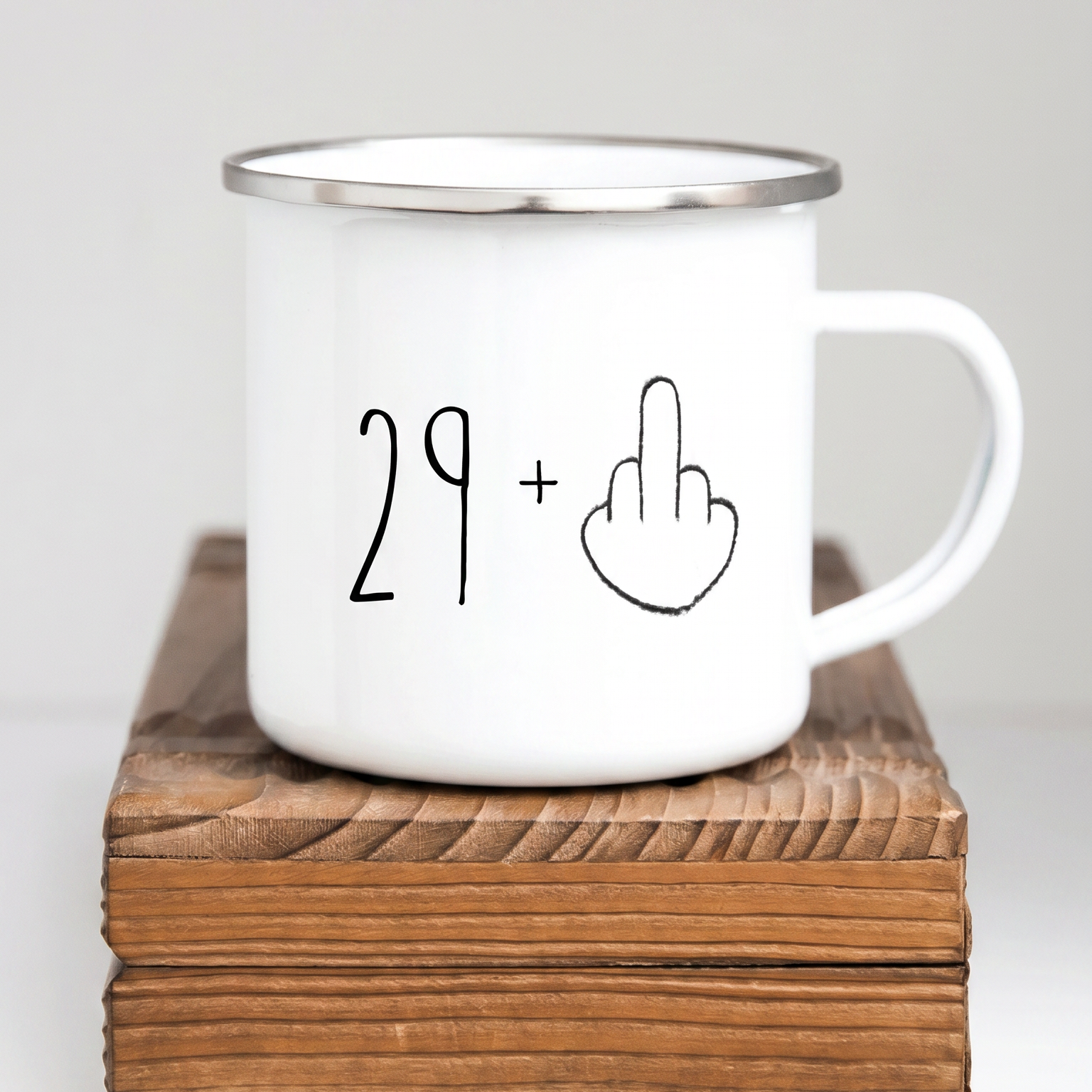 Lustige Emaille Tasse 30 Geburtstag Mittelfinger, Witziges Geschenk 30er Spruch, Personalisierte Retro Kaffeetasse 29+ Becher Büro - Individuelle Einladung