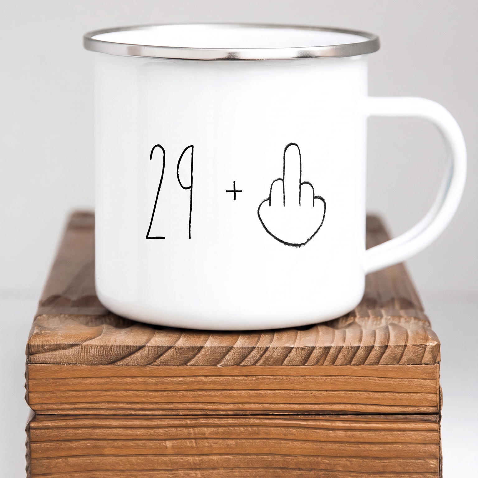 Lustige Emaille Tasse 30 Geburtstag Mittelfinger, Witziges Geschenk 30er Spruch, Personalisierte Retro Kaffeetasse 29+ Becher Büro