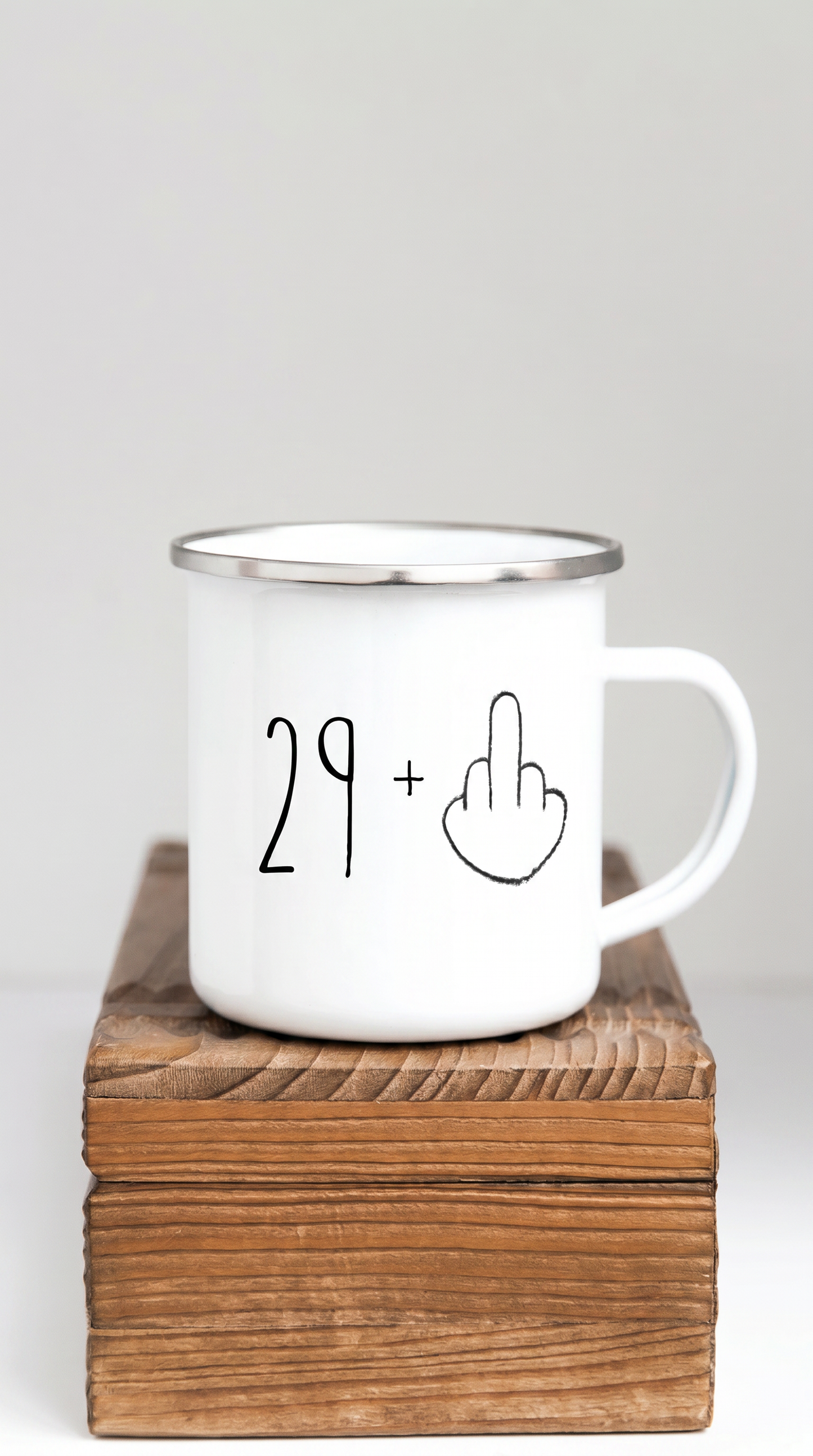 Lustige Emaille Tasse 30 Geburtstag Mittelfinger, Witziges Geschenk 30er Spruch, Personalisierte Retro Kaffeetasse 29+ Becher Büro