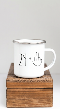 Lustige Emaille Tasse 30 Geburtstag Mittelfinger, Witziges Geschenk 30er Spruch, Personalisierte Retro Kaffeetasse 29+ Becher Büro