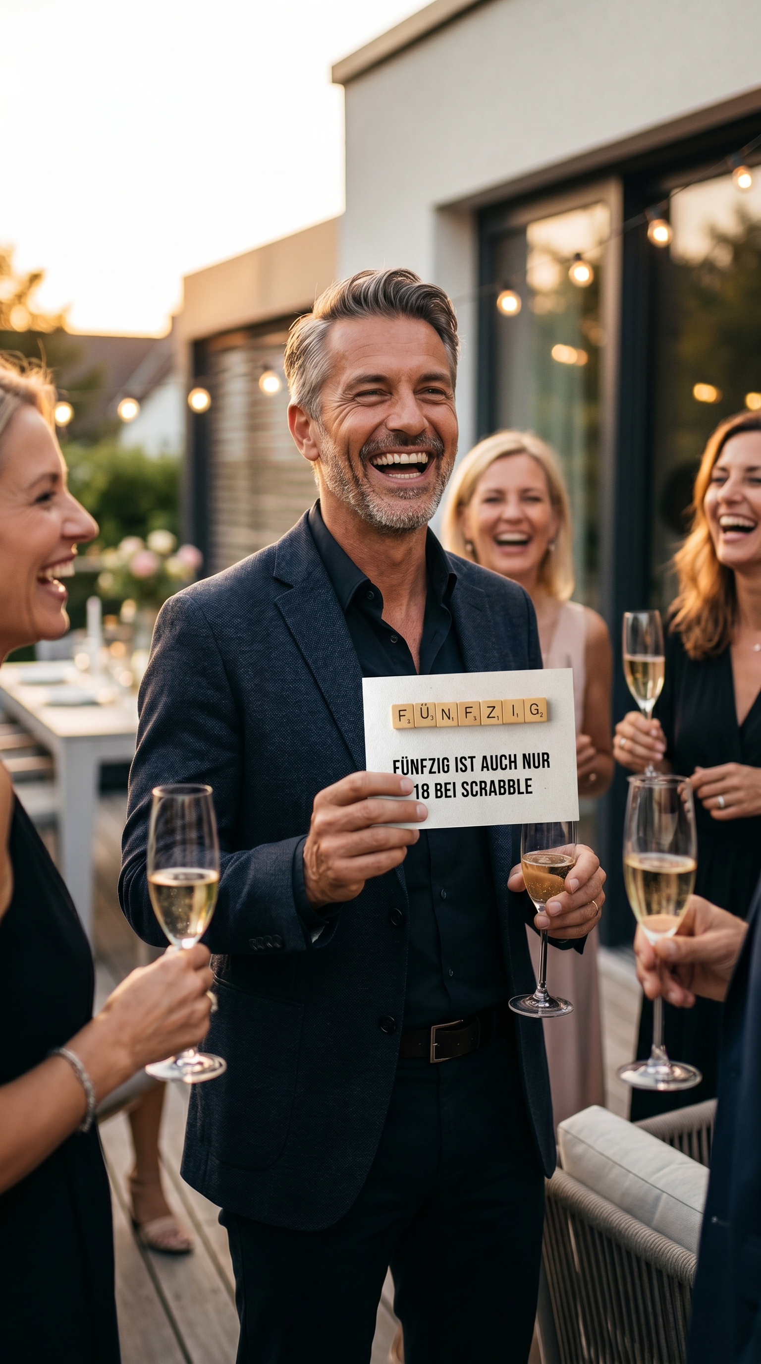 Glückwunsch Karte 50 – Lustige Geburtstagskarte Scrabble mit humorvollem Spruch - Individuelle Einladung