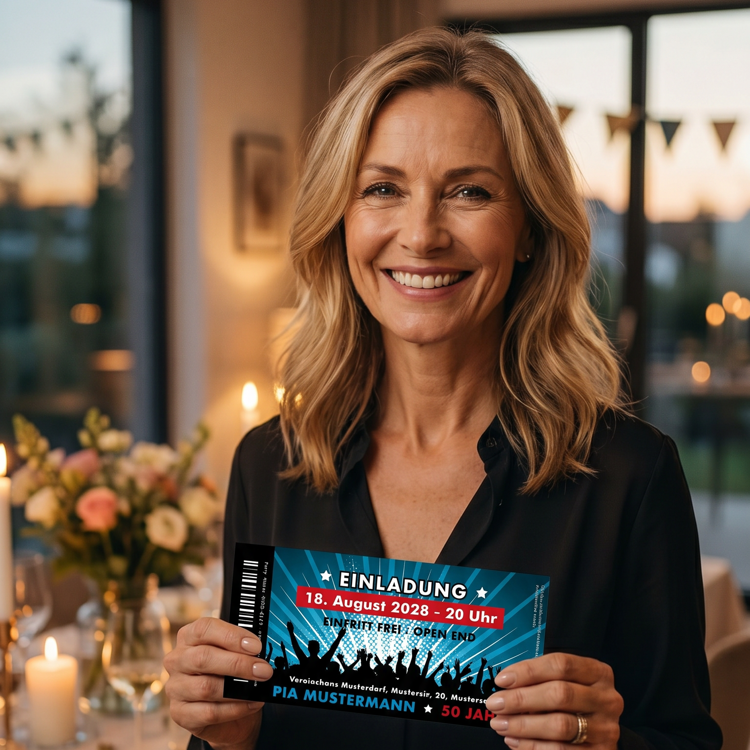 Einladung zum 50. Geburtstag: Ticket - Individuelle Einladung