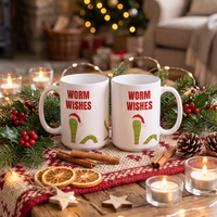 Keramik Tasse Weihnachten „Worm Wishes“ – Witzige Weihnachtstasse