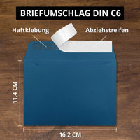 Briefumschläge DIN C6 – Selbstklebende Umschläge Königsblau für DIN A6 Karten