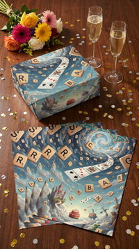 Lustiges Geschenkpapier Set 5 Bögen Scrabble - witziges Motiv zum Geburtstag