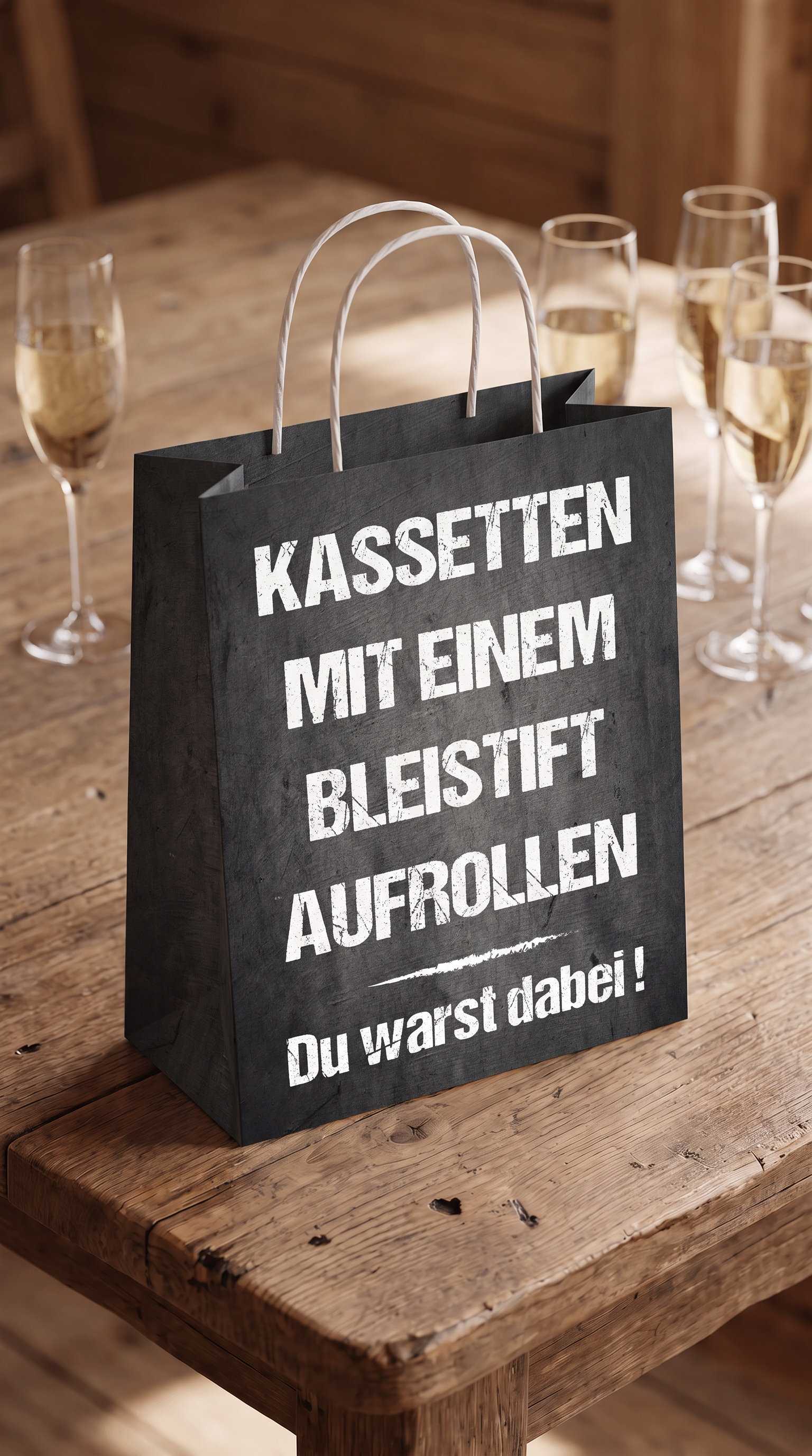 Geschenktüte „Kassette“ – Retro-Geschenktasche zum Geburtstag für 80er- & 90er-Fans