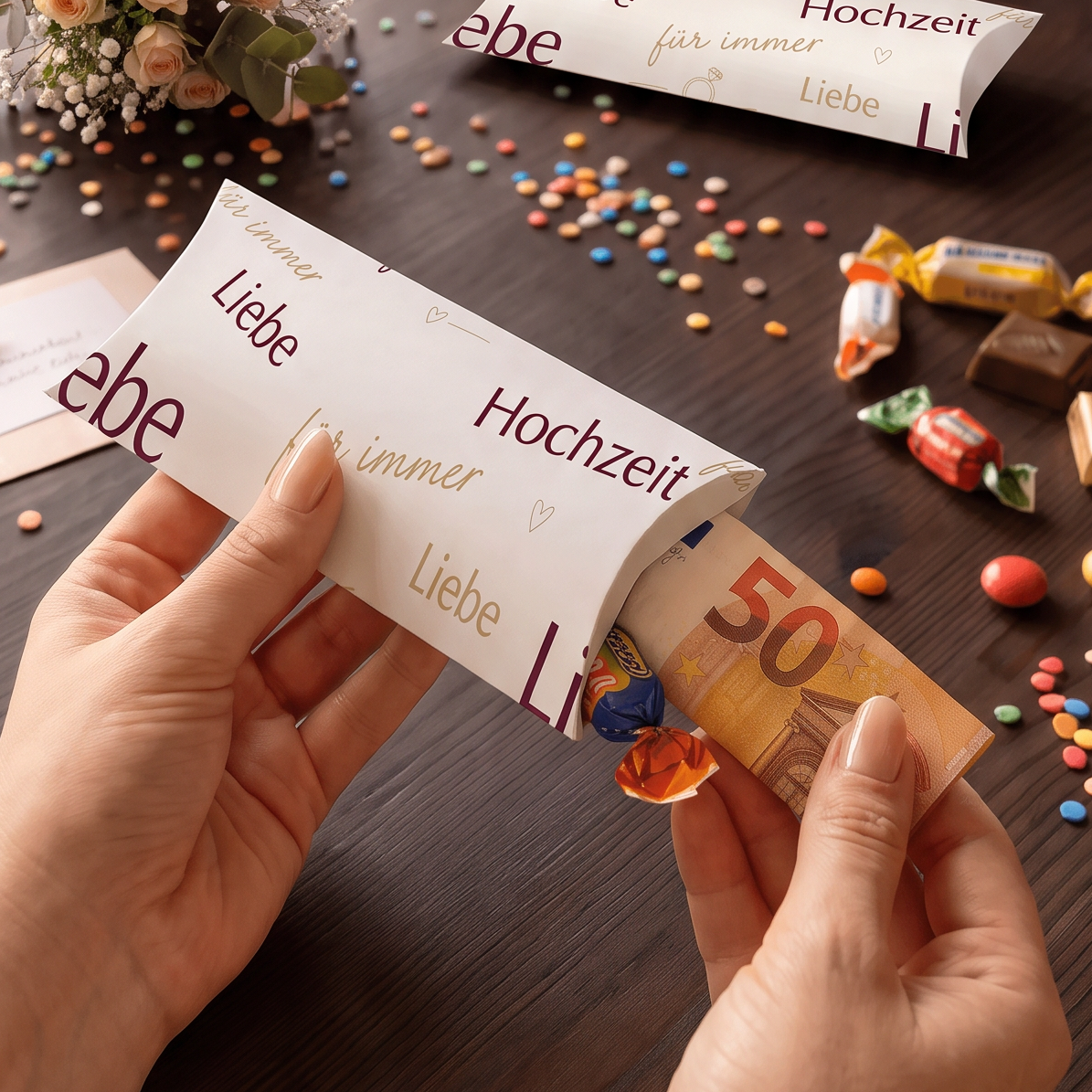 Geldgeschenk Verpackung Hochzeit – Liebe & Hochzeit | Elegante Typographie in Bordeaux & Gold
