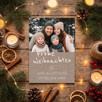 Weihnachtskarte personalisiert – „Rustikal Vintage“ mit Foto