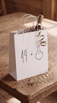 Lustige Geschenktüte "49+ Mittelfinger" – Freche Geschenktasche zum 50. Geburtstag
