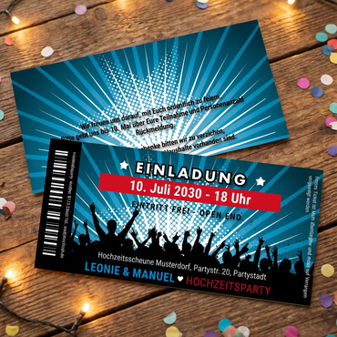 Einladung Hochzeit Ticket – Stilvolle Einladungskarten Hochzeit Party - Individuelle Einladung