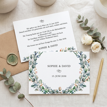 Hochzeit Einladungskarte – Romantische Aquarell flower Einladung mit eleganter Gestaltung