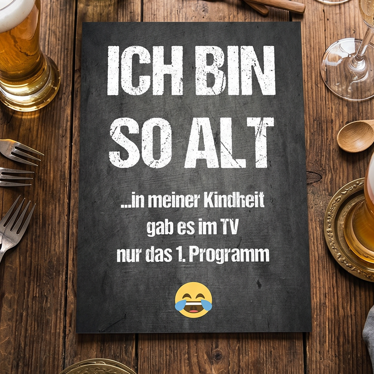 Einladung zum Geburtstag: Ich bin so alt... in meiner Kindheit gab es im TV nur das 1. Programm