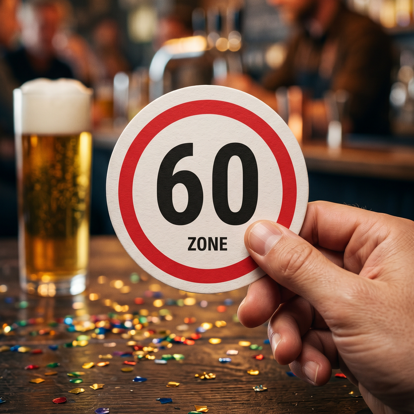 Bierdeckel Einladung zum Geburtstag: Zone 60