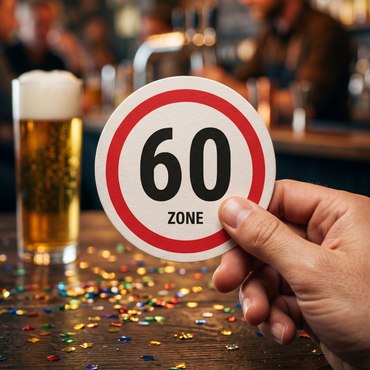 Bierdeckel Einladung zum Geburtstag: Zone 60