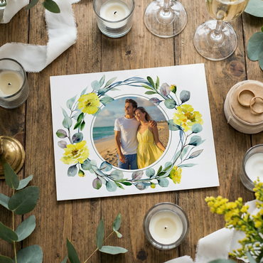 Save the Date Karten Hochzeit – Romantische Karten mit wild flowers & Foto Design - Individuelle Einladung