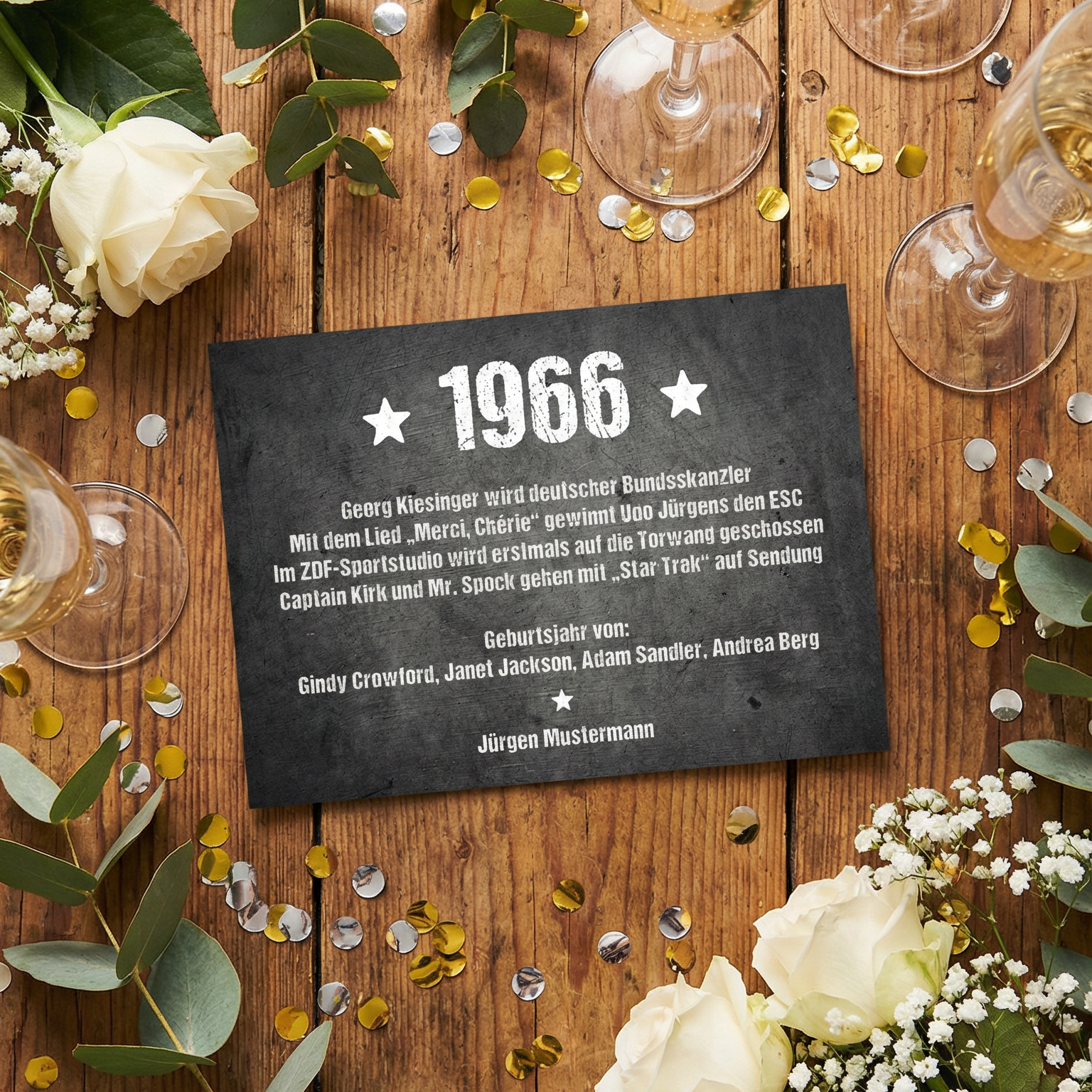 Einladung zum 60. Geburtstag:  Ereignisse aus dem Jahr 1966 - Individuelle Einladung