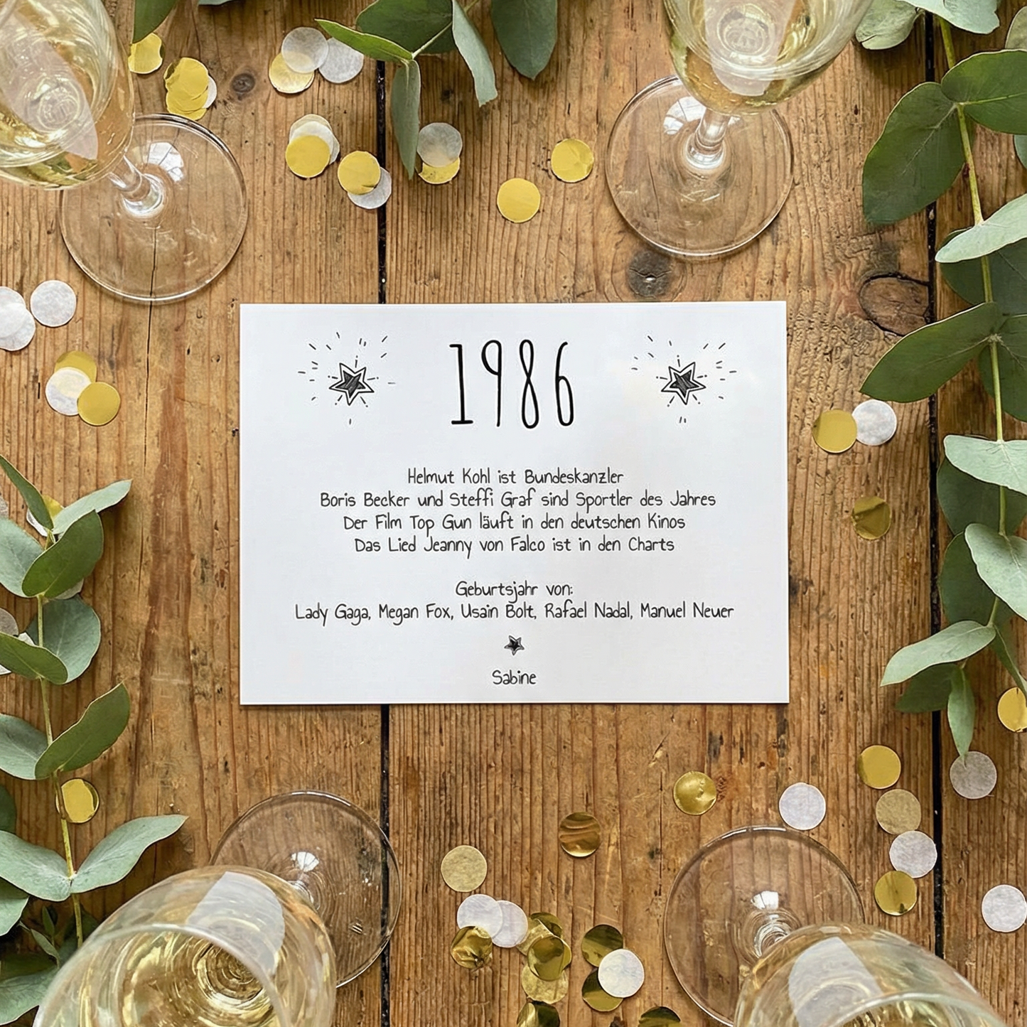 Einladung zum 40. Geburtstag:  Ereignisse aus dem Jahr 1986 - weiß - Individuelle Einladung