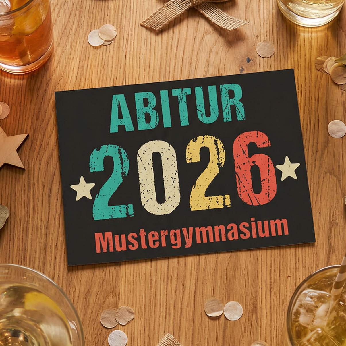 Einladung Abiball Vintage – Personalisierte Einladungskarte mit Textfeld & Retro Stil - Individuelle Einladung