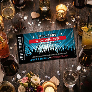 Einladung Hochzeit Ticket – Stilvolle Einladungskarten Hochzeit Party - Individuelle Einladung