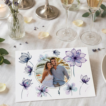 Einladung zur Hochzeit – Florale Einladung mit Foto | Moderne Hochzeitseinladung - Individuelle Einladung