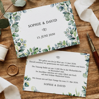 Einladung Hochzeit Eukalyptus Ranken – Stilvolle Einladungskarten florales Design - Individuelle Einladung