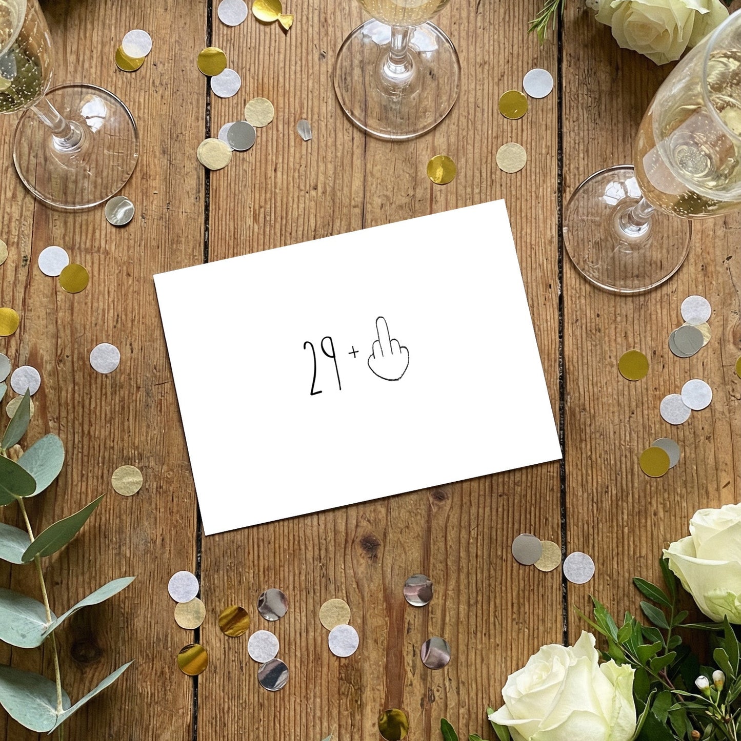 Einladung 30 Geburtstag – Lustige Einladungskarte 29+ Mittelfinger | Freche Einladung - Individuelle Einladung