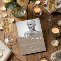 Rustikale Einladung zum 70. Geburtstag mit Foto - Individuelle Einladung