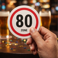 Bierdeckel Einladung zum 80. Geburtstag: Zone 80