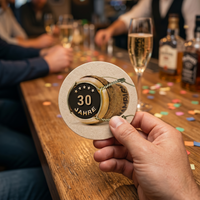 Bierdeckel Einladung zum Geburtstag: Champagner Korken zum 30. Geburtstag