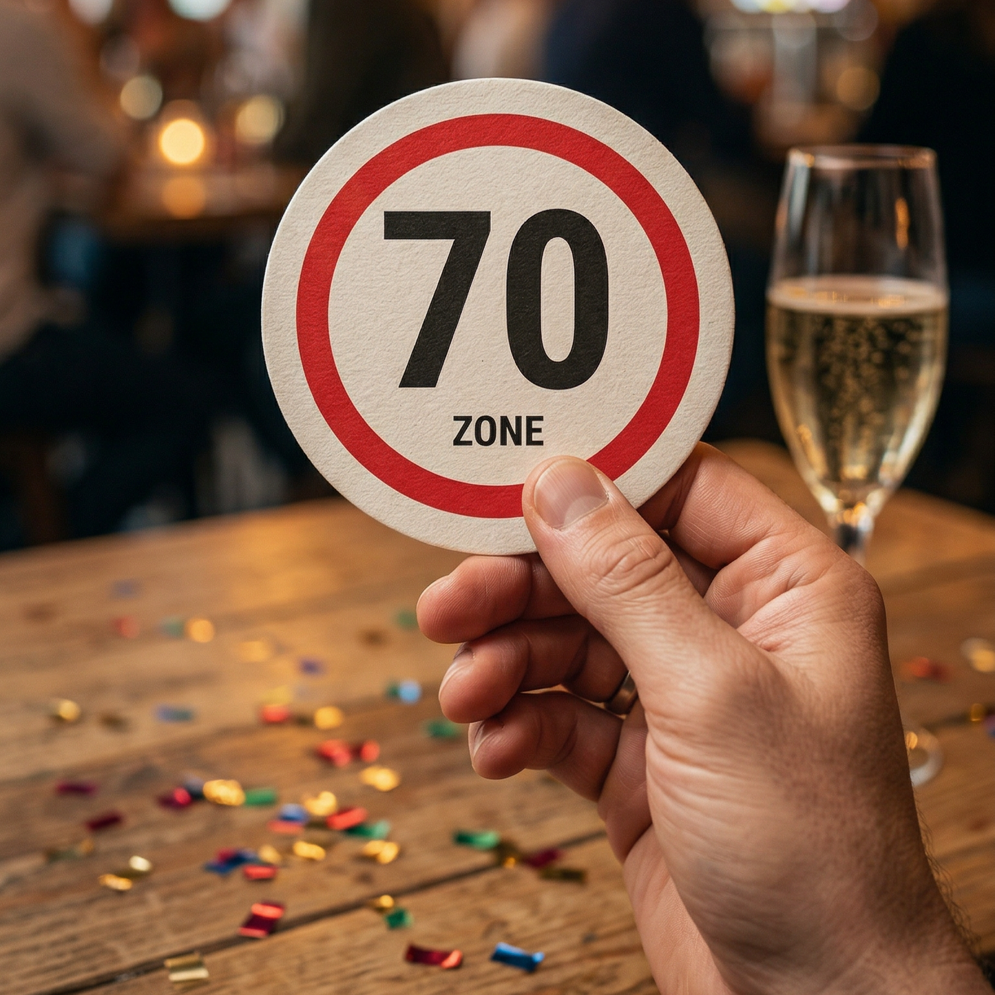 Bierdeckel Einladung zum Geburtstag: Zone 70 - Individuelle Einladung