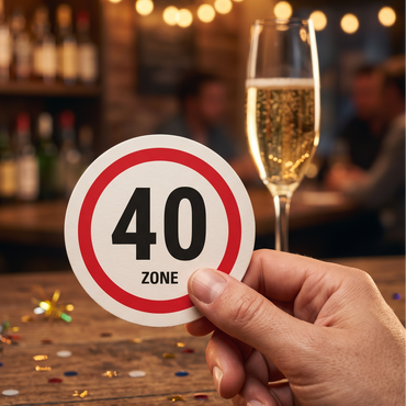 Bierdeckel Einladung zum Geburtstag: Zone 40