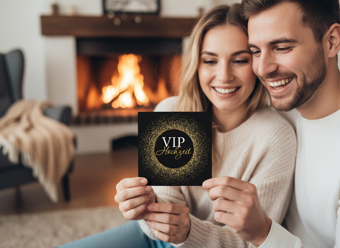 VIP Hochzeit Einladung – Quadratische edle Hochzeitsparty Einladungskarte mit Glitzerdesign - Individuelle Einladung